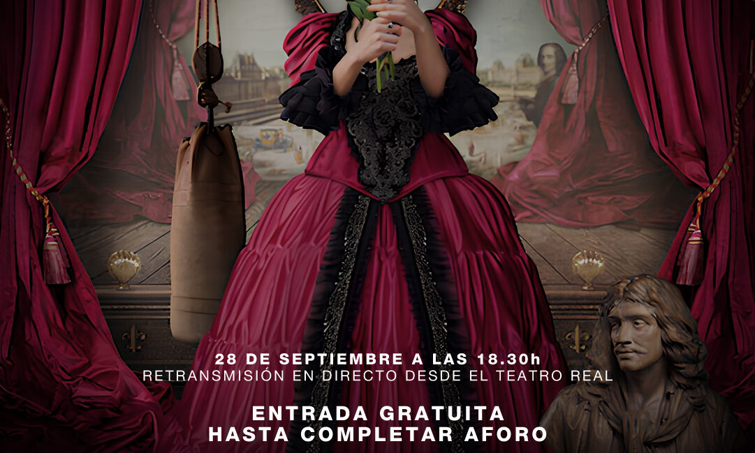 Cartel promocional retransmisión en directo de la ópera "Adriana Lecouvreur" de Francesco Cilea, el 28 de septiembre a las 18:30h.