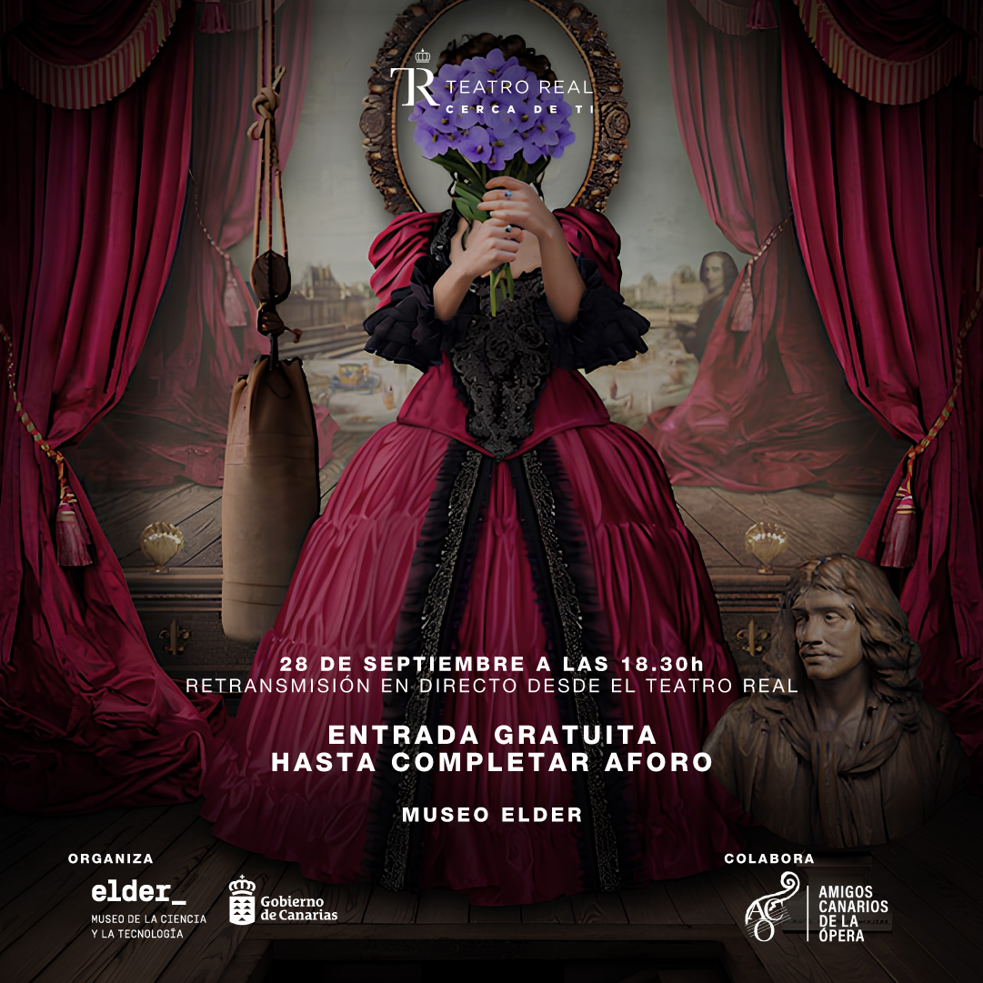 Cartel promocional retransmisión en directo de la ópera "Adriana Lecouvreur" de Francesco Cilea, el 28 de septiembre a las 18:30h.